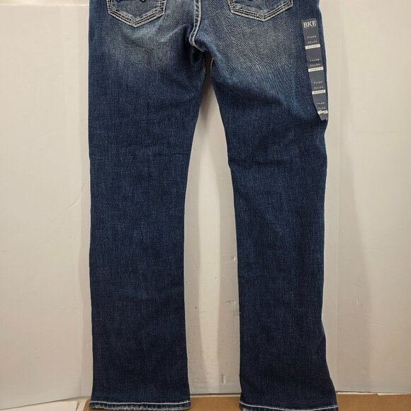 Buckle BKE Tyler Straight Leg Jeans Mens 32x34 Blue Stretch Whiskered Denim - Picture 9 of 15